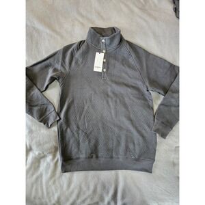 Goodfellow & Co Mens Quilted Mock Neck Snap Pullover Sweater Charcoal Gray Sz Sm